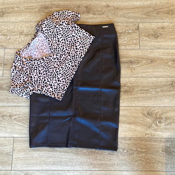 NWT Marc New York Andrew Marc Brown Pencil Skirt - Picture 8 of 9